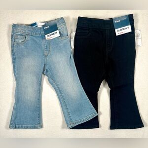 OLD NAVY Baby Girl Lot Flare Denim Jeans 18-24m Blue Black NWT New Retro Pull On